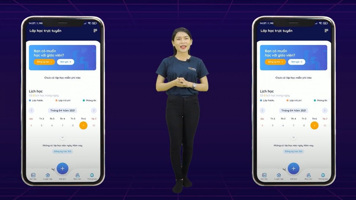 Giao diện ứng dụng học trực tuyến Toppy trên điện thoại