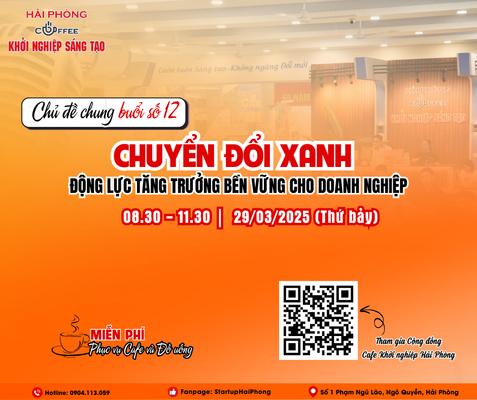 HẢI PHÒNG- CAFE KHỞI NGHIỆP SÁNG TẠO 12: CHUYỂN ĐỔI XANH- ĐỘNG LỰC TĂNG TRƯỞNG BỀN VỮNG CHO DOANH NGHIỆP
