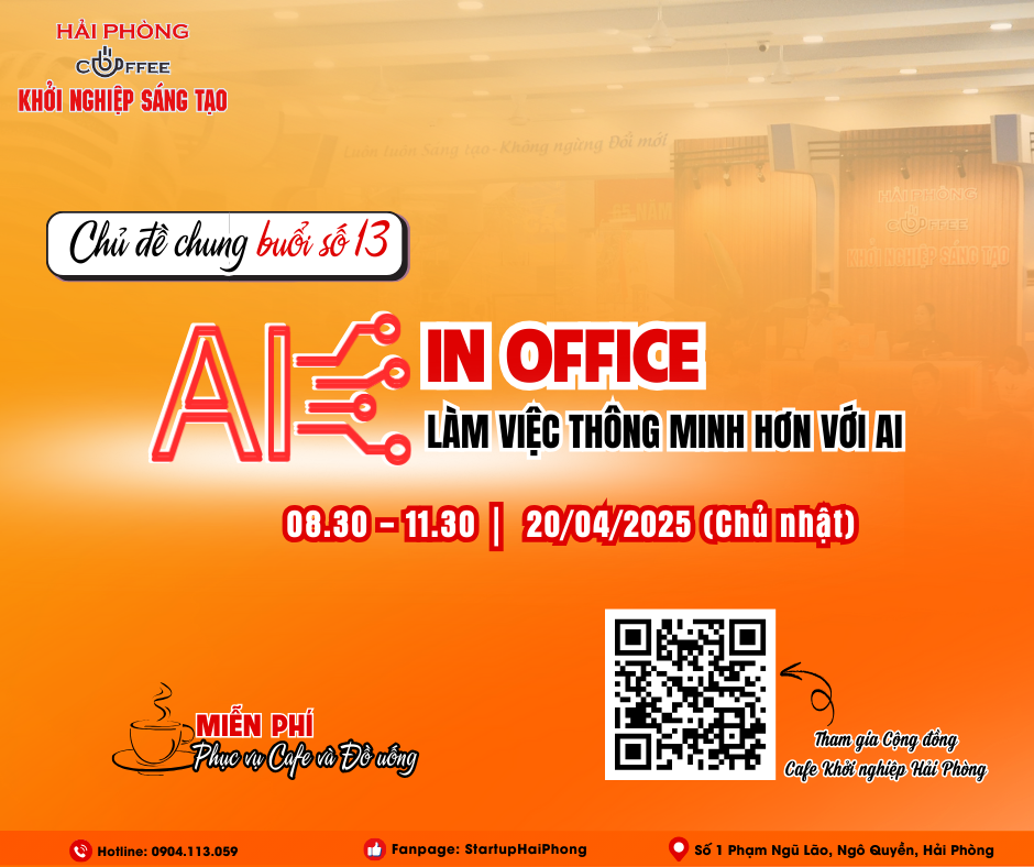 HẢI PHÒNG- CAFE KHỞI NGHIỆP SÁNG TẠO 13: AI IN OFFICE - LÀM VIỆC THÔNG MINH HƠN VỚI AI 