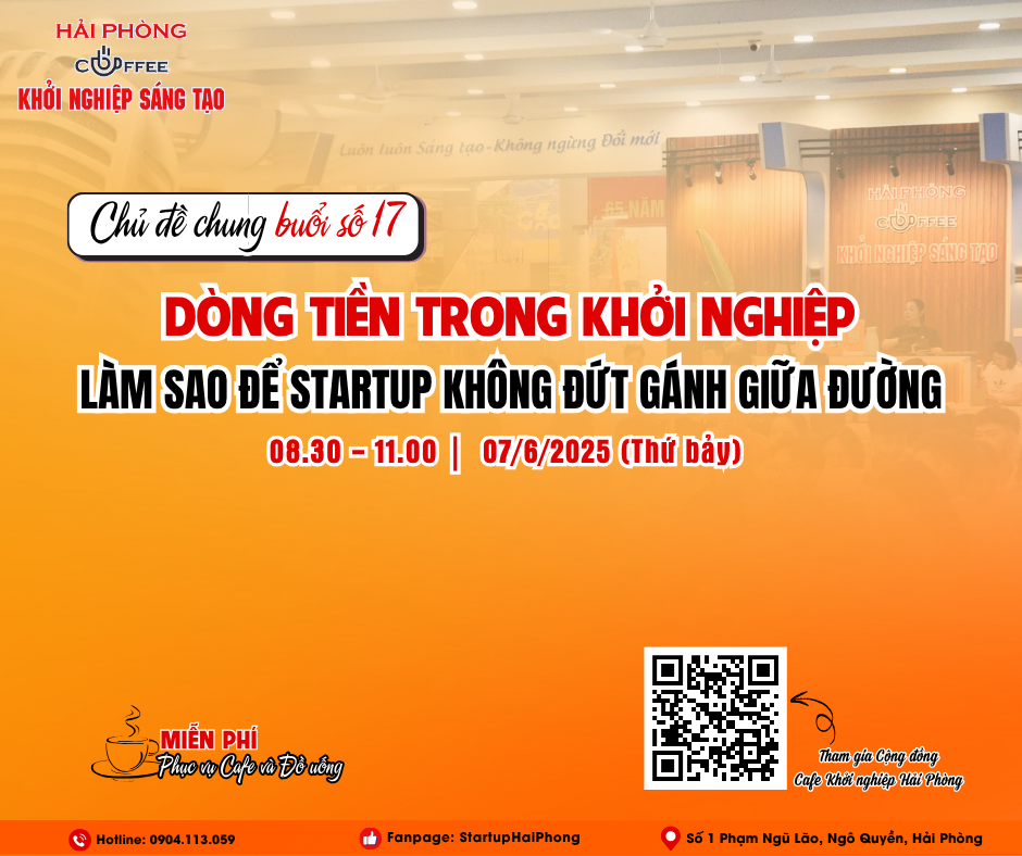 HẢI PHÒNG- CAFE KHỞI NGHIỆP SÁNG TẠO SỐ 17: DÒNG TIỀN TRONG KHỞI NGHIỆP- LÀM SAO ĐỂ STARTUP KHÔNG ĐỨT GÁNH GIỮA ĐƯỜNG