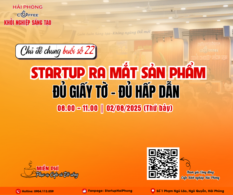 HẢI PHÒNG- CAFE KHỞI NGHIỆP SÁNG TẠO 22: STARTUP RA MẮT SẢN PHẨM: ĐỦ GIẤY TỜ - ĐỦ HẤP DẪN