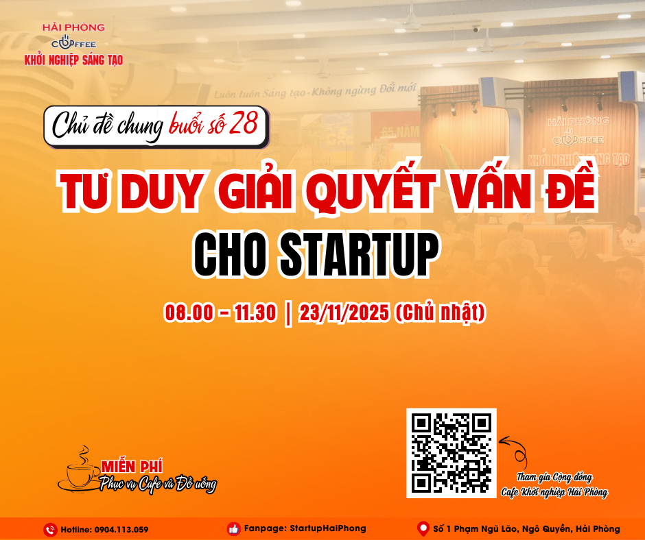 HẢI PHÒNG- CAFE KHỞI NGHIỆP SÁNG TẠO 28: TƯ DUY GIẢI QUYẾT VẤN ĐỀ CHO STARTUP