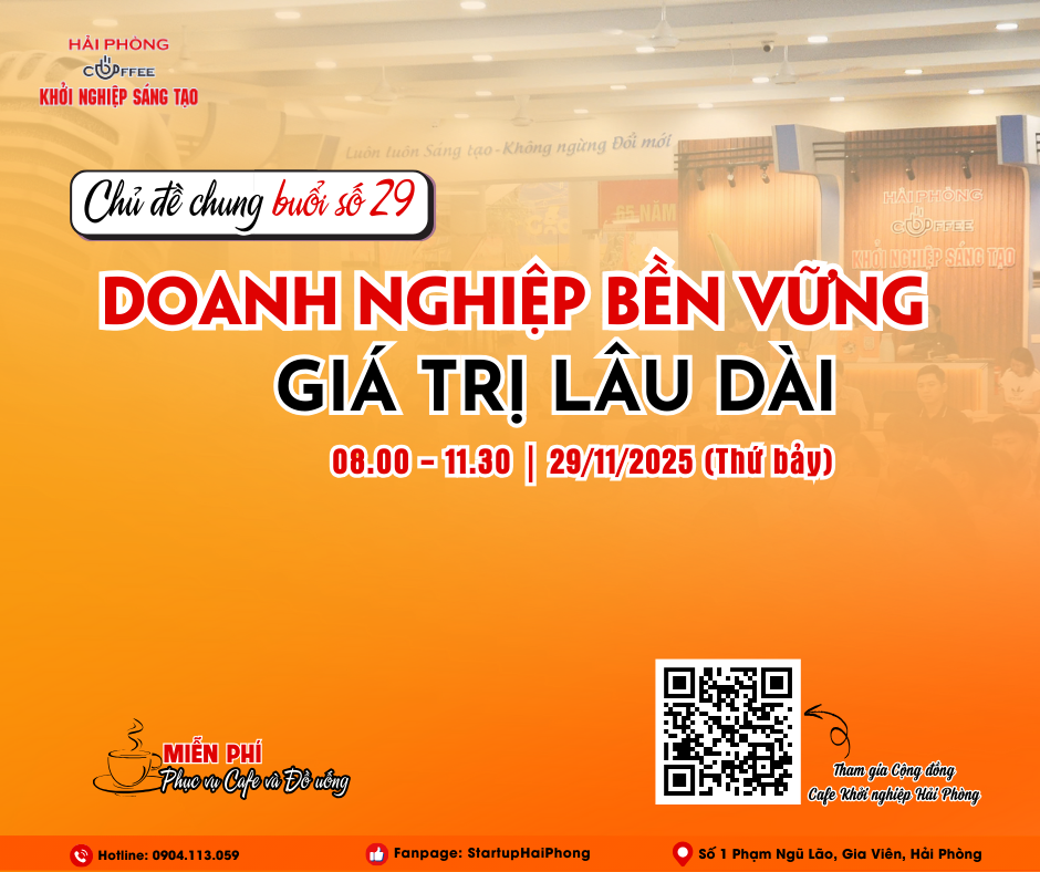 HẢI PHÒNG- CAFE KHỞI NGHIỆP SÁNG TẠO 29: DOANH NGHIỆP BỀN VỮNG- GIÁ TRỊ LÂU DÀI